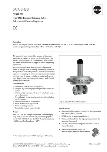 Type 2405 Pressure Reducing Valve