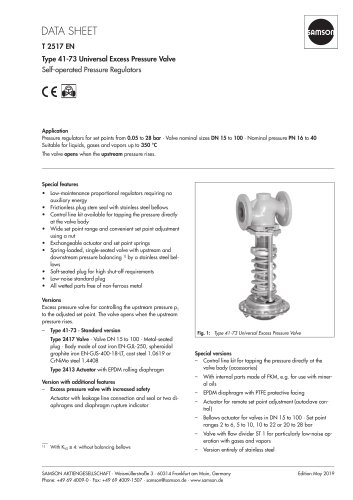 Type 41-73 Universal Excess Pressure Valve