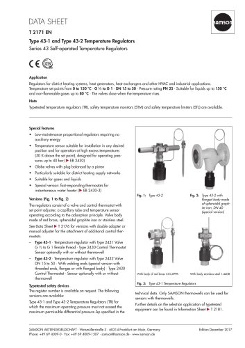 Type 43-1 and Type 43-2 Temperature Regulators