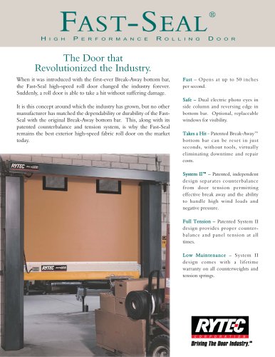 Fast-Seal : High performance rolling door