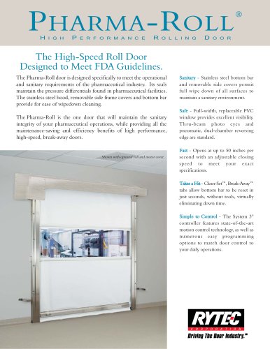 Pharma-Roll : High performance rolling door