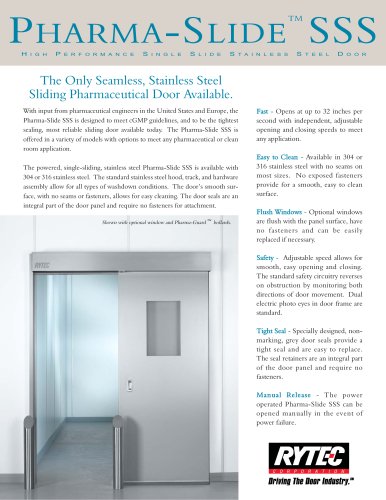 Pharma-Slide SSS : Single sliding Stainless Steel door