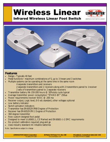 IR Wireless Linear Foot Switch