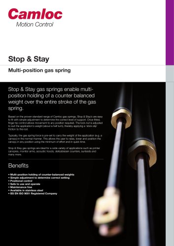 Stop & Stay Multi-position gas spring