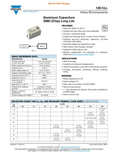 139 CLL CAPACITORS - ALUMINUM - SURFACE MOUNT