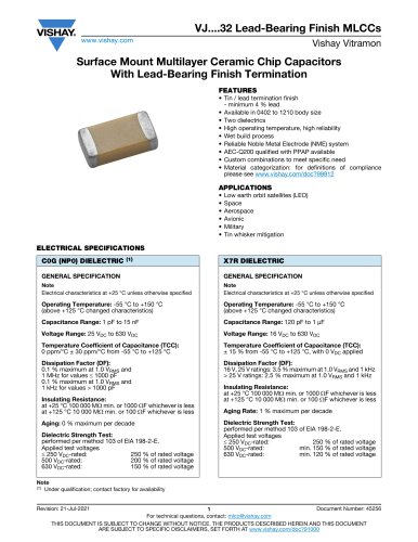 VJ....32 Lead-Bearing Finish MLCCs