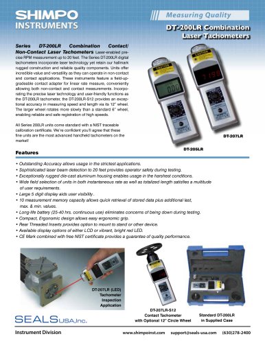 DT-207LR Non-Contact/Contact Laser Tachometers