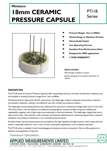 Ceramic Pressure Sensor Capsule