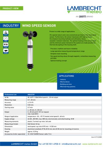 INDUSTRY WIND SPEED SENSOR