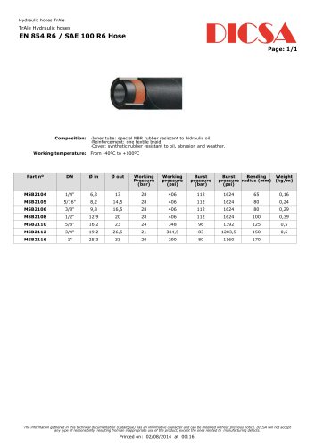 EN 854 R6 / SAE 100 R6 Hose