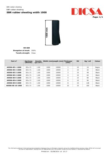 SBR rubber sheeting width 1000_2014