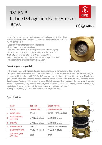 181 ENP IN LINE FLAME ARRESTER