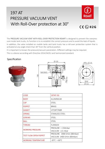 197AT ROLL OVER PRETECTION PRESSURE /VACUUM VALVE