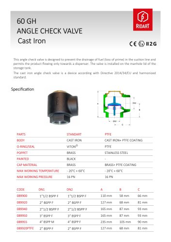 60 GH angle check valve