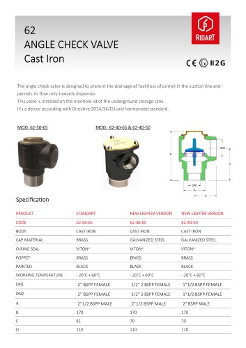 62 angle check valve