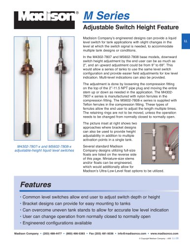 Adjustable Height Liquid Level Switches