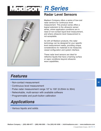 Radar Non-Contact Level Sensors (R Series)