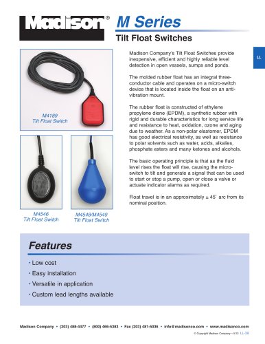 Tilt Float Switches (M Series)