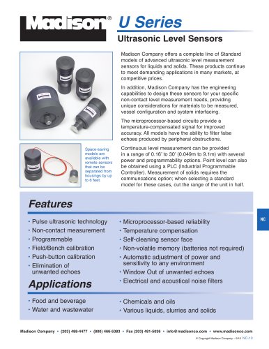 Ultrasonic Level Sensors (U Series)