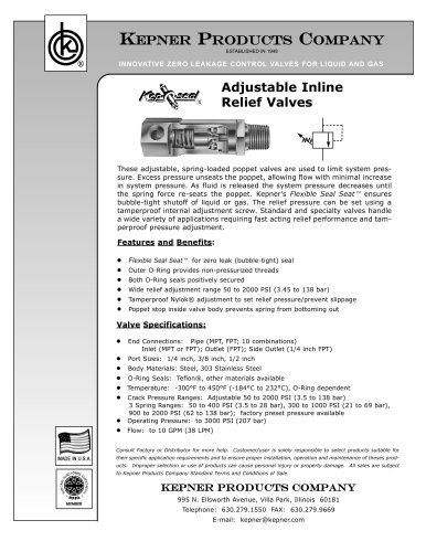 Adjustable Inline Relief Valves