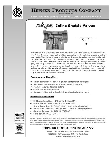 Inline Shuttle Valves