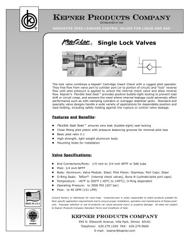 Single Lock Valves