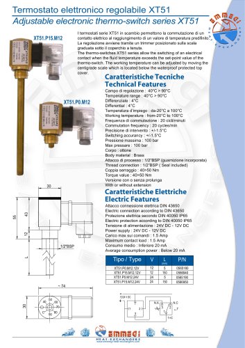 Adjustable electronic thermo-switch series XT51