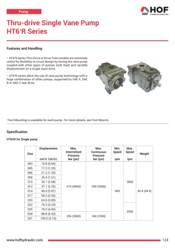 Thru-drive Single Vane Pump HT6* R Series