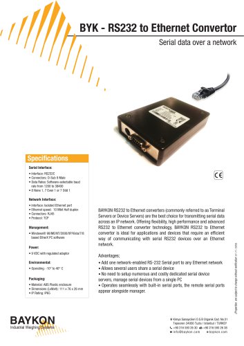 Baykon BYK RS232 to Ethernet Convertor