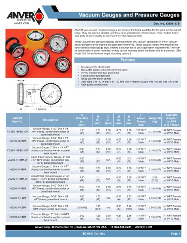 Vacuum Gauges and Pressure Gauges