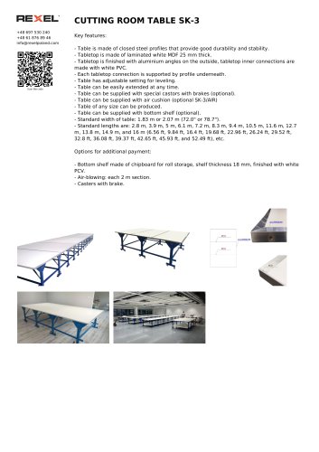 CUTTING ROOM TABLE, TEXTILE CUTTING TABLE, WORKSHOP TABLE SK-3