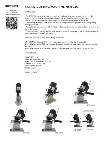 FABRIC, TEXTILE CUTTING MACHINE NTH-100