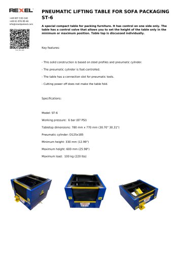PNEUMATIC LIFTING TABLE FOR SOFA PACKAGING ST-6