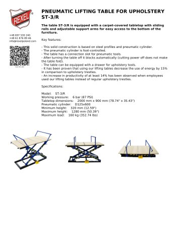 PNEUMATIC LIFTING TABLE FOR UPHOLSTERY ST-3/R