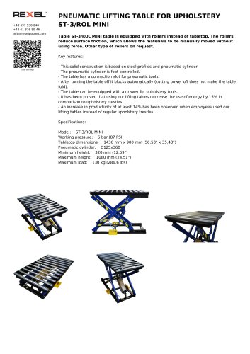 PNEUMATIC LIFTING TABLE FOR UPHOLSTERY ST-3 ROL MINI