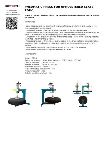PNEUMATIC PRESS FOR CHAIR UPHOLSTERY PDP-1