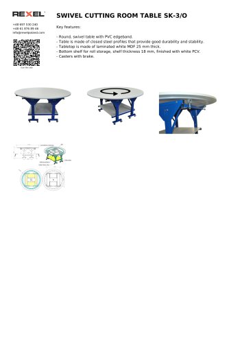 SWIVEL, ROUND CUTTING ROOM WORK TABLE SK-3/O