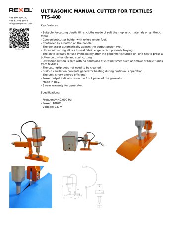 ULTRASONIC MANUAL CUTTER FOR TEXTILES TTS-400