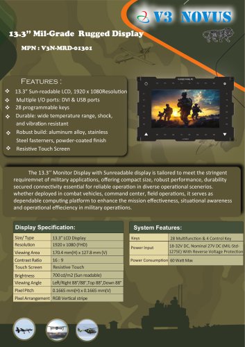 13.3’’ Mil-Grade Rugged Display