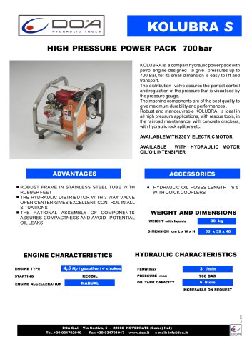 KOLUBRA HIGH PRESSURE POWER PACK GASOLINE