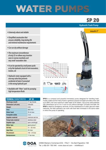 SP20 TRASH WATER PUMPS HYDRAULIC - English