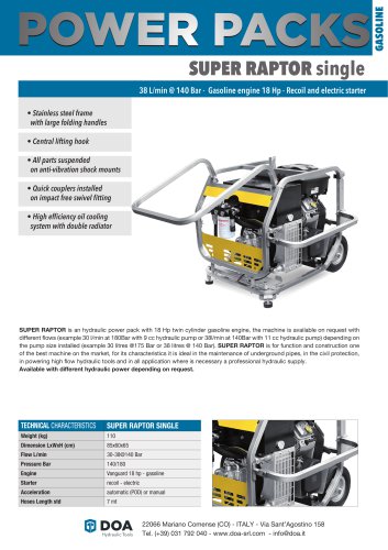 SUPER RAPTOR HYDRAULIC POWER PACK 23 HP - English