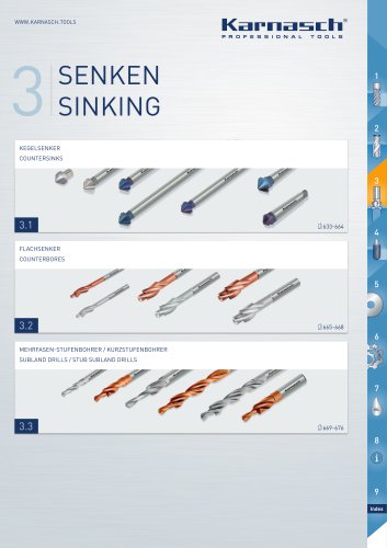 COUNTERSINKS, COUNTERBORES, SUBLAND DRILLS/STUB SUBLAND DRILLS