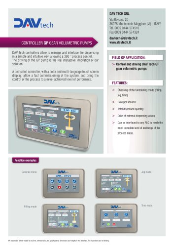 Datasheet - Controller GP gear volumetric pumps