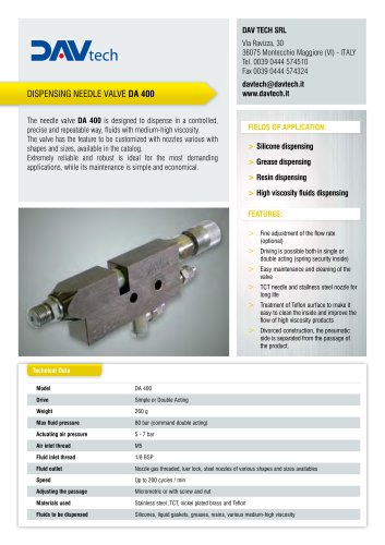 Dispensing needle valve DA 400