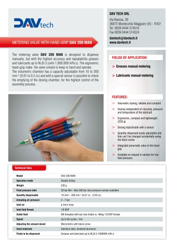 Metering valves with hand-grip DAV 200 MAN