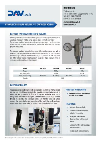 Pressure reducer - Pressurized cartridge holder