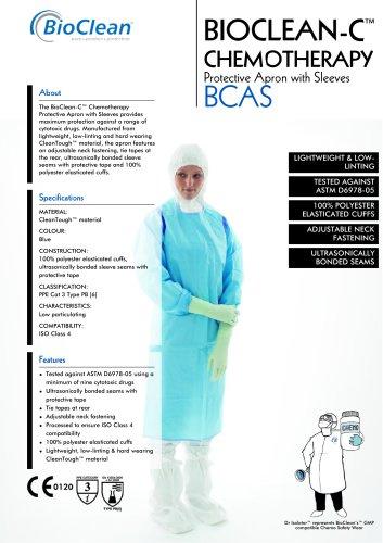 Bioclean-C Non-Sterile Chemotheraphy Protective Apron with Sleeves