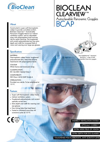 Bioclean Clearview Autoclavable Panoramic Goggles