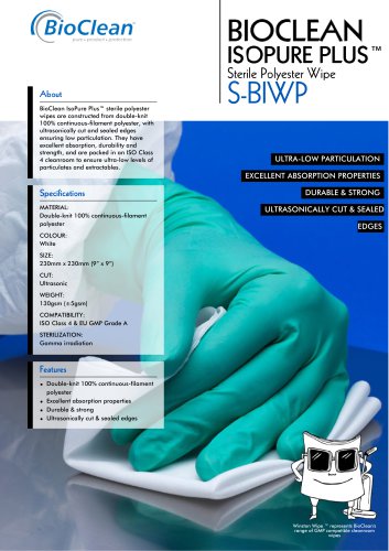 Bioclean Isopure Plus Sterile Polyester Wipe